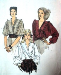 8309 VOGUE RUFFLE SS-LS WRAP V-BLOUSE PATTERN 12